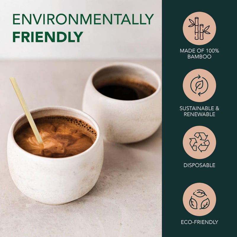 Party Essentials Bamboo 5.5" Coffee Stirrers/Beverage Stir Sticks, 1000-Count, Natural - Image 4
